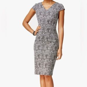 Betsey Johnson | Silver & Black Cap Sleeve Sheath Dress, Size 6